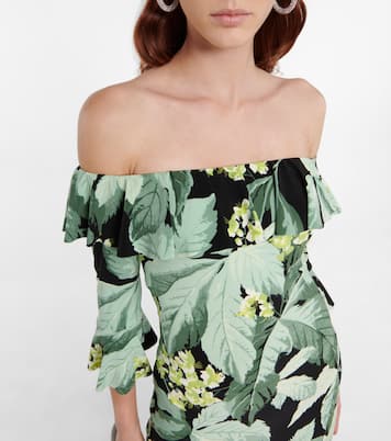 Off-shoulder printed midi dress | Norma Kamali