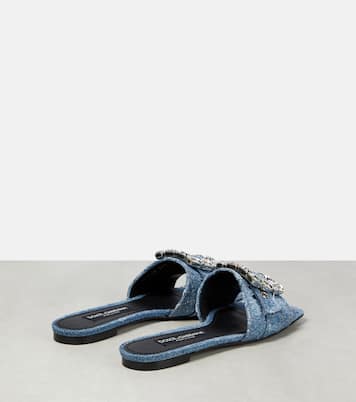 Crystal-embellished denim sandals | Dolce&Gabbana