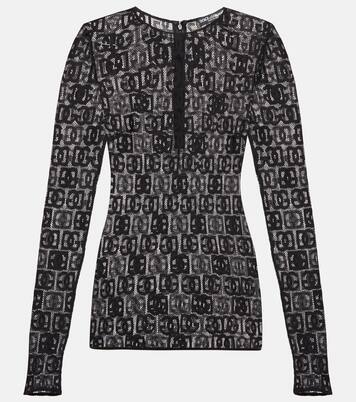 Top DG en tul de mezcla de algodón | Dolce&Gabbana