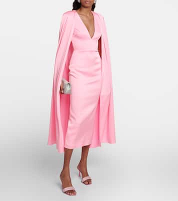 Vestido midi de crepé con capa | Alex Perry