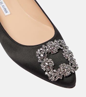 Ballerine Hangisiflat in raso con cristalli | Manolo Blahnik