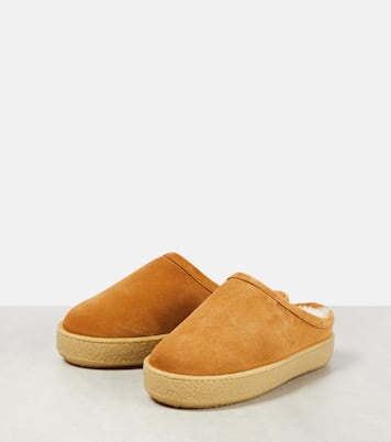 Slippers Fozee aus Veloursleder mit Shearling | Isabel Marant