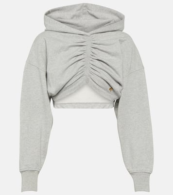 Felpa cropped in jersey di misto cotone con cappuccio | Palm Angels