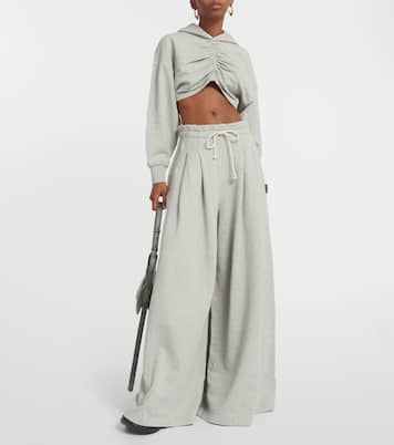 Felpa cropped in jersey di misto cotone con cappuccio | Palm Angels
