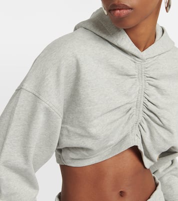 Felpa cropped in jersey di misto cotone con cappuccio | Palm Angels