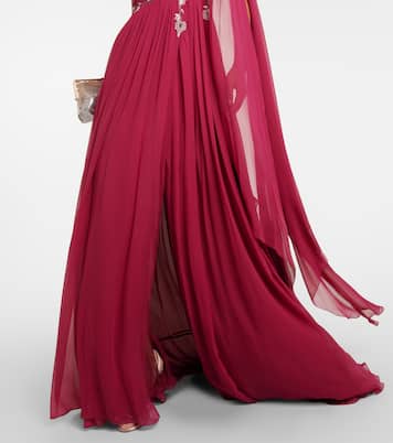 Verzierte One-Shoulder-Robe aus Seide | Costarellos