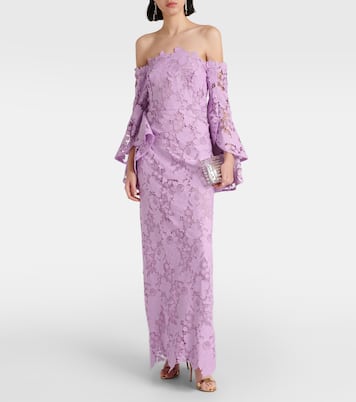 Robe longue en dentelle à fleurs | Oscar de la Renta