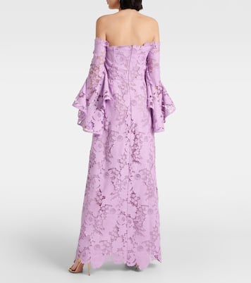 Robe longue en dentelle à fleurs | Oscar de la Renta
