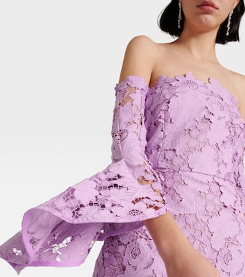 Robe longue en dentelle à fleurs | Oscar de la Renta