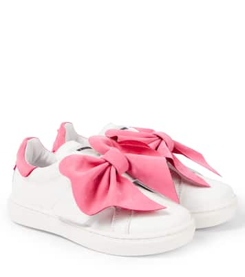Sneakers in pelle con fiocco | Monnalisa