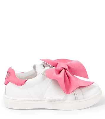 Sneakers in pelle con fiocco | Monnalisa