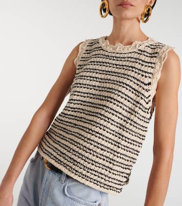 Sophie striped cotton-blend vest | Velvet