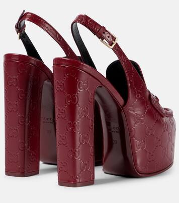 Horsebit GG debossed leather loafer pumps | Gucci