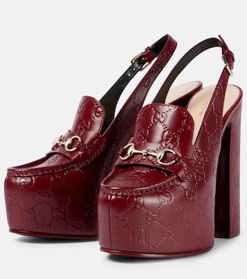 Horsebit GG debossed leather loafer pumps | Gucci