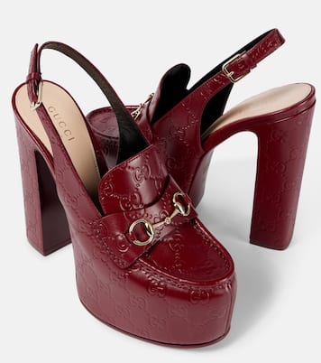Horsebit GG debossed leather loafer pumps | Gucci