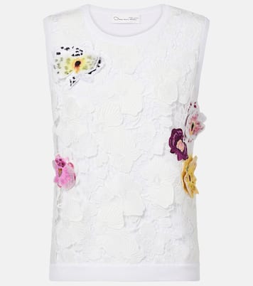 Top en coton mélangé à fleurs | Oscar de la Renta