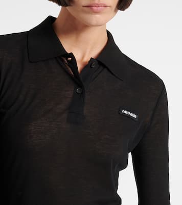 Abito polo in jersey di cotone a coste | Miu Miu