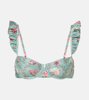 Kiwi floral ruffled bikini top | Agua by Agua Bendita