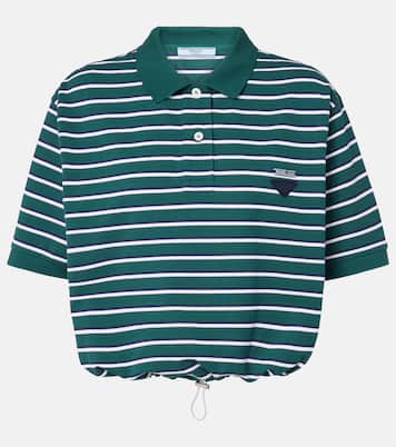 Polo cropped in cotone a righe | Prada