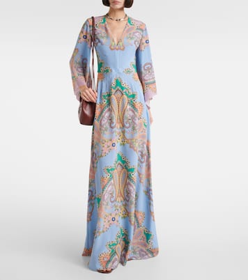 Abito lungo in seta con stampa paisley | Etro