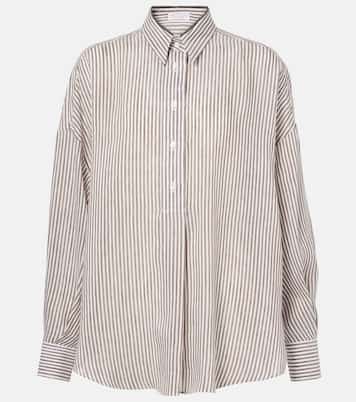 Camicia in lino e seta a righe | Brunello Cucinelli