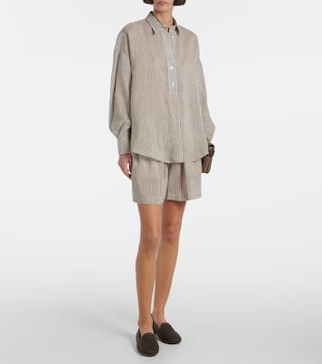 Camicia in lino e seta a righe | Brunello Cucinelli