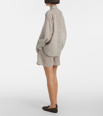 Camicia in lino e seta a righe | Brunello Cucinelli