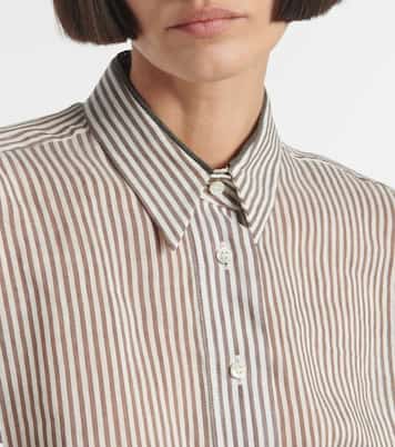 Camicia in lino e seta a righe | Brunello Cucinelli