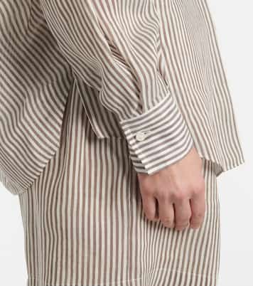 Camicia in lino e seta a righe | Brunello Cucinelli