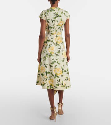 Robe midi en coton mélangé à fleurs | Oscar de la Renta