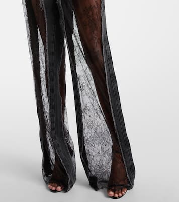 Lace-trimmed low-rise wide-leg jeans | Blumarine