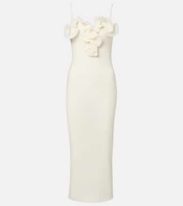 Floral-appliqué crêpe midi dress | Magda Butrym