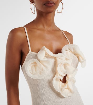 Floral-appliqué crêpe midi dress | Magda Butrym