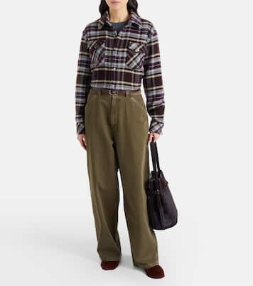 Plaid cashmere shirt with emeralds | God's True Cashmere