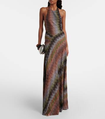 Zig Zag halterneck lamé maxi dress | Missoni