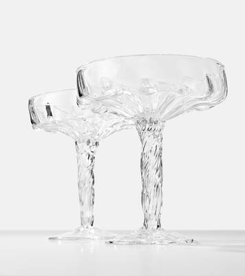Set of 2 crystal champagne coupes | Alexander Kirkeby