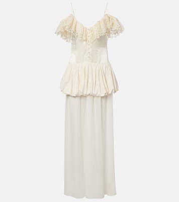 Lace-trimmed peplum maxi dress | Xu Zhi