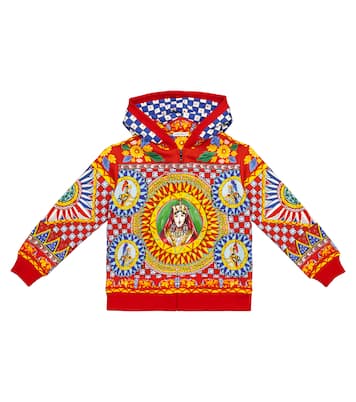 Printed zipped cotton hoodie | Dolce&Gabbana Kids