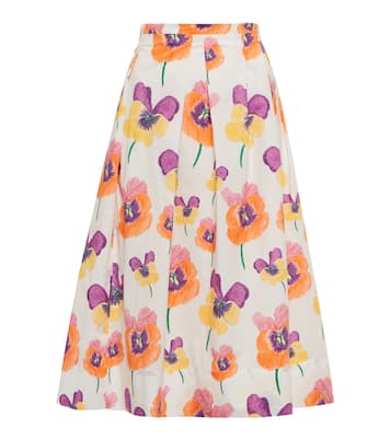 Falda midi en popelín de algodón floral | Marni