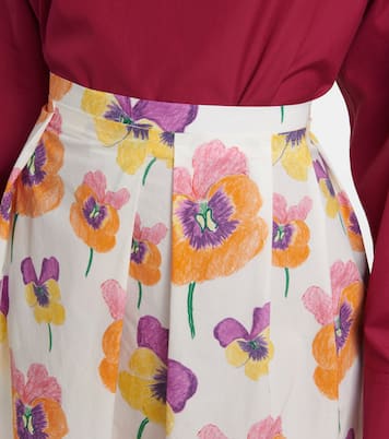 Falda midi en popelín de algodón floral | Marni