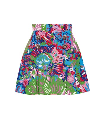 Mini-jupe en coton mélangé à fleurs | Dolce&Gabbana