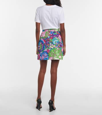 Mini-jupe en coton mélangé à fleurs | Dolce&Gabbana