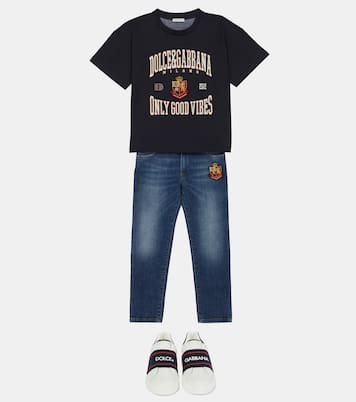 T-shirt in jersey di cotone con stampa | Dolce&Gabbana Kids