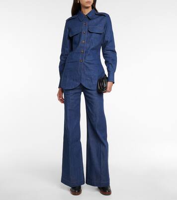 Jeans anchos de tiro alto con cremallera | Victoria Beckham