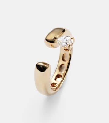 Anello Tube in oro 14 kt con diamanti | Rainbow K