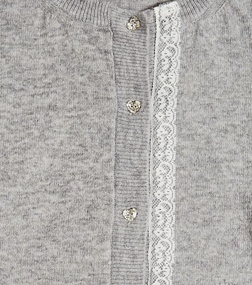 Lace-trimmed wool cardigan | Monnalisa
