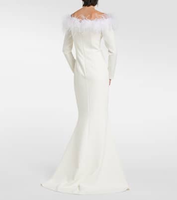 Bridal Starlana feather-trimmed crêpe gown | Safiyaa
