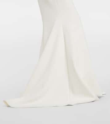 Bridal Starlana feather-trimmed crêpe gown | Safiyaa