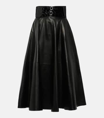 High-Rise-Midirock aus Leder | Alaïa