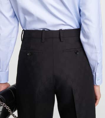Pantalones rectos de lana  en jacquard GG | Gucci